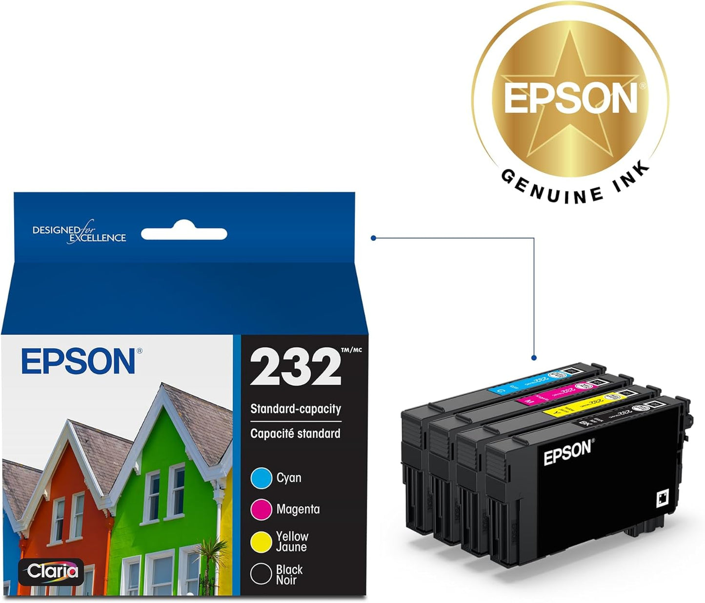 Epson T232120-BCS 232 Claria Standard Capacity Ink Cartridge Combo Pack