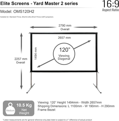 Elite Screens OMS120H2 120-INCH Outdoor Projector Screen