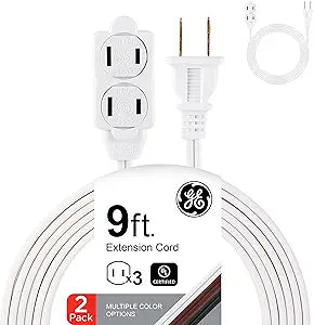 GE 50357 3-Outlet Power Strip 9ft Cord 2-Pack
