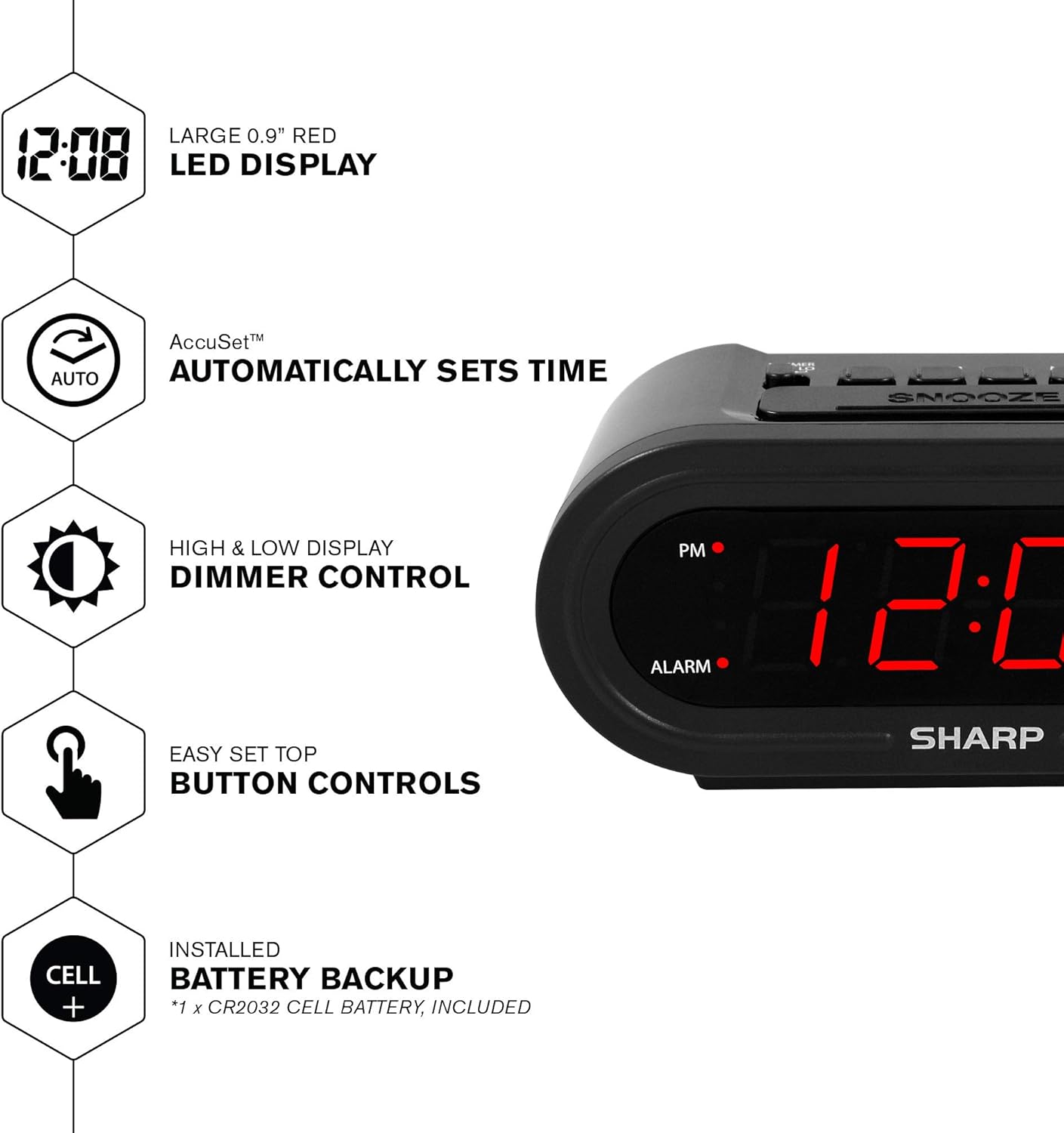 Sharp Accuset Digital Alarm Clock Automatic Time Setting