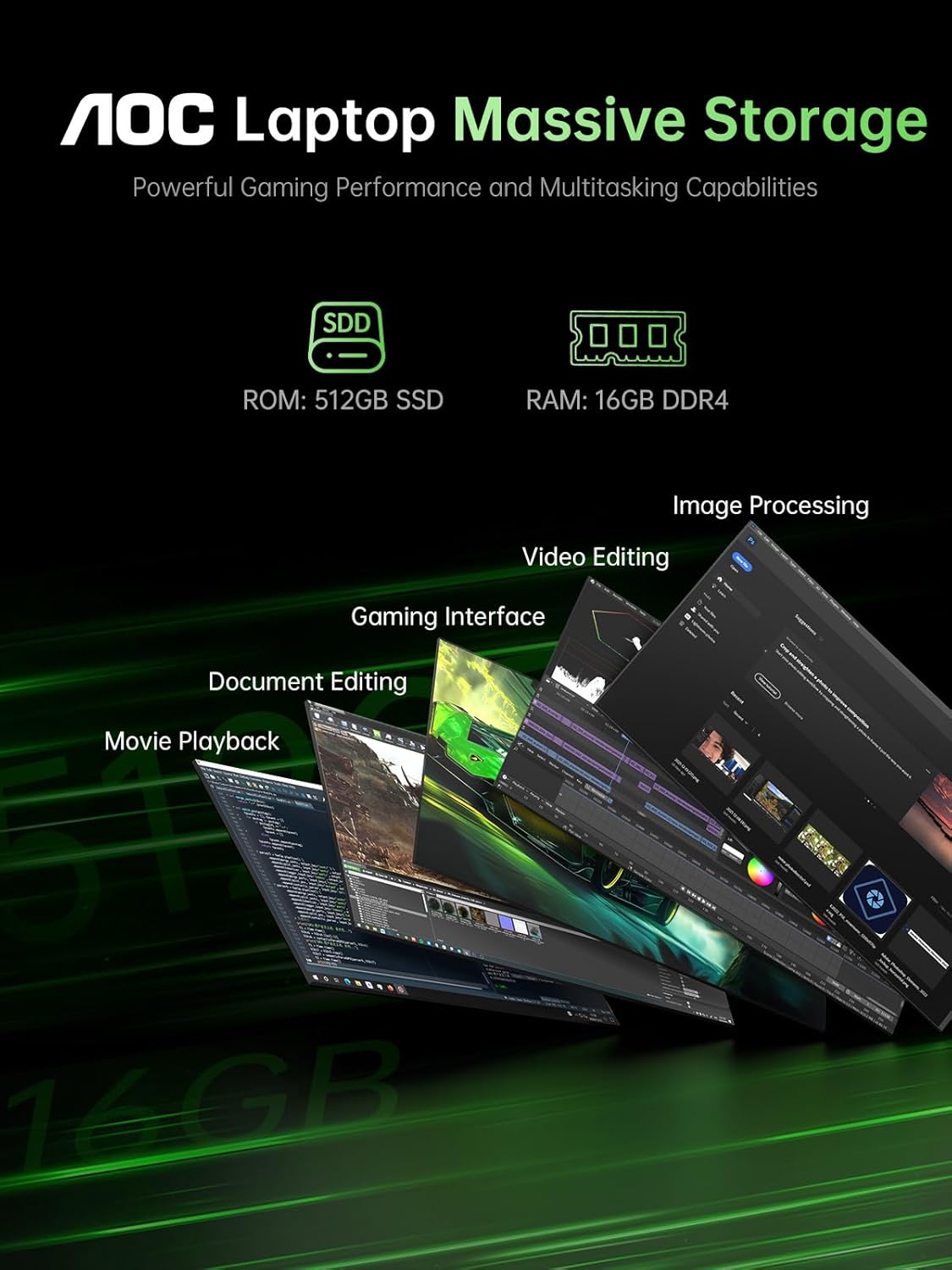 AOC AX16Pro Gaming Laptop Ryzen 7 5700U 16GB 512GB SSD