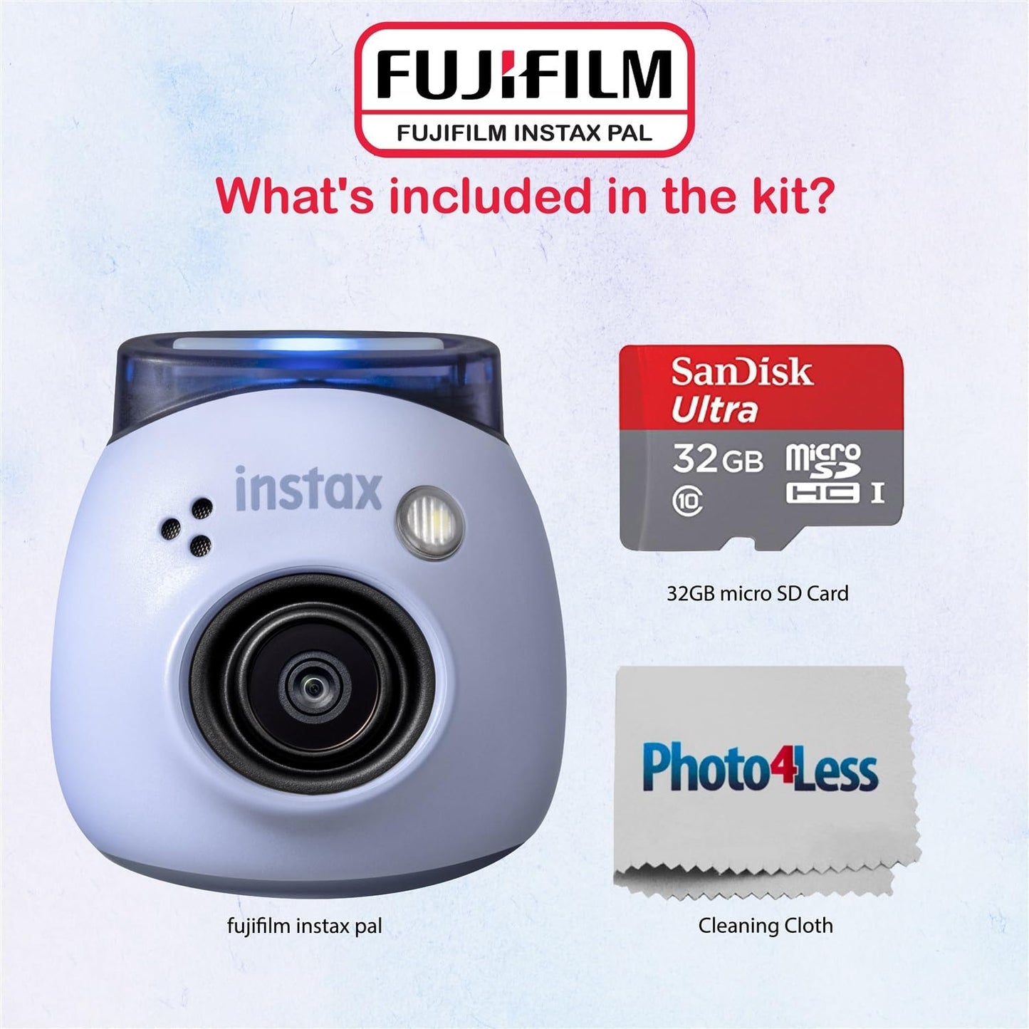 Fujifilm 600023914 Instax PAL Digital Camera - Lavender Blue Bundle