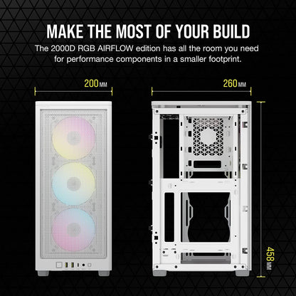 Corsair CC-9011247-WW iCUE 2000D RGB Airflow Mini-ITX Case White
