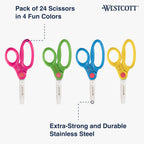 Westcott 14756 Kids' Safety Scissors and Caddy - 24 Pack
