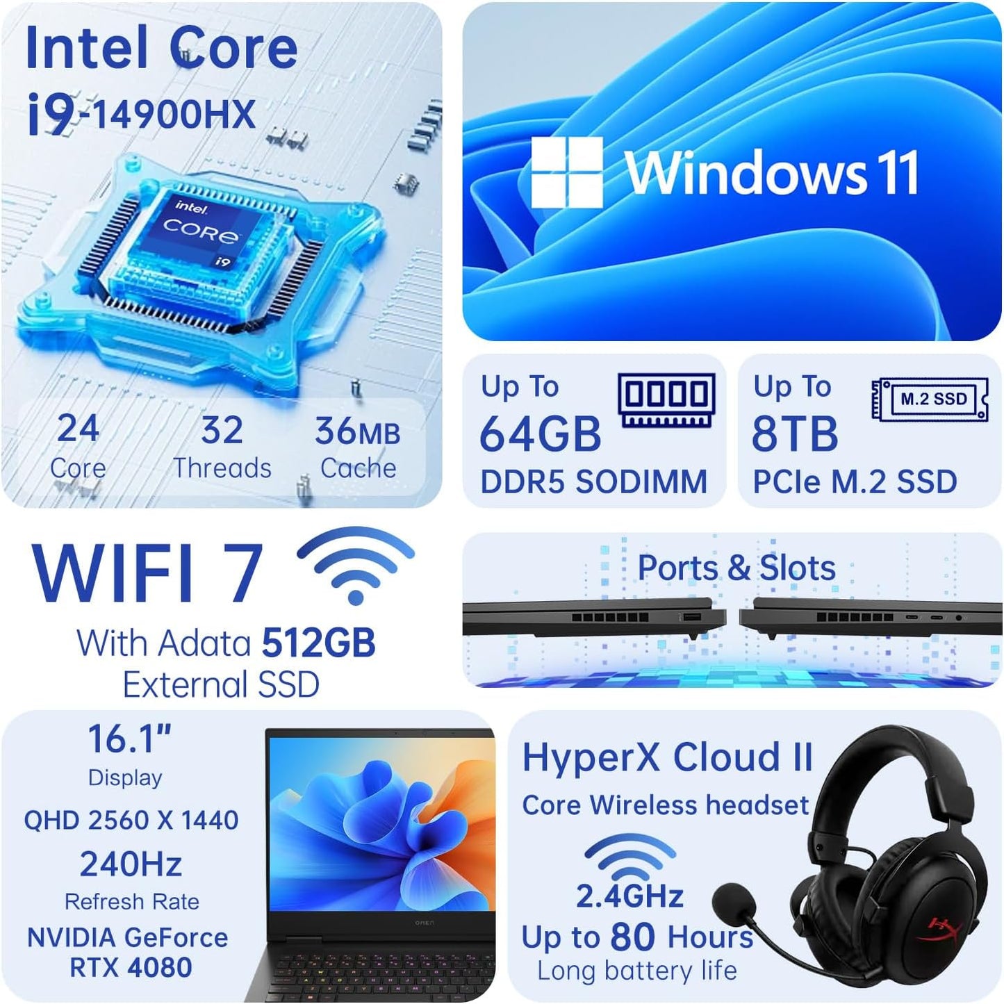 HP TPN-C167 Omen i9 RTX 4080 Gaming Laptop Bundle