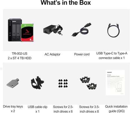 QNAP TR-002 4TB RAID 1 DAS IronWolf