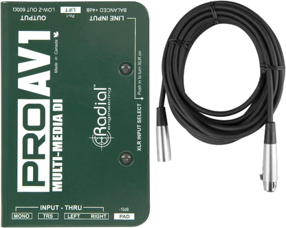 Radial Engineering R8001112 ProAV1 DI Box XLR Cable Bundle