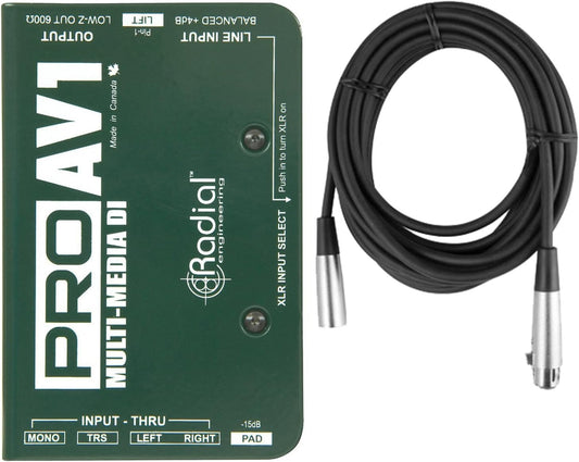Radial Engineering R8001112 ProAV1 DI Box XLR Cable Bundle