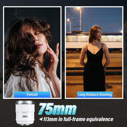 Sirui Sniper 75mm F1.2 Autofocus Lens - Sony E Mount (White)