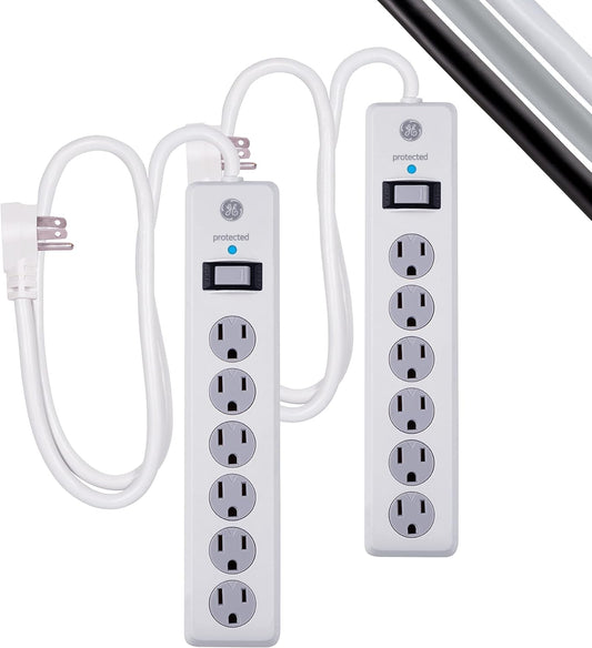 GE 54634 6-Outlet Surge Protector Power Strip 2-Pack