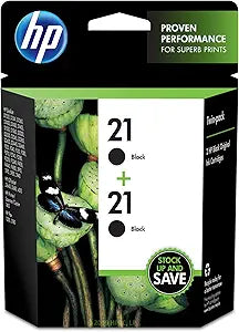 HP 21 Black Ink Cartridges 2-Pack — main product image