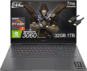 HP OMEN 16 Gaming Laptop Ryzen 7 RTX 3060 32GB 1TB SSD 144Hz