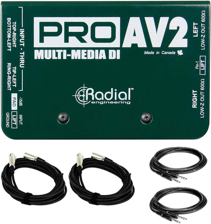 Radial Engineering ProAV2 DI Box XLR & TRS Cables