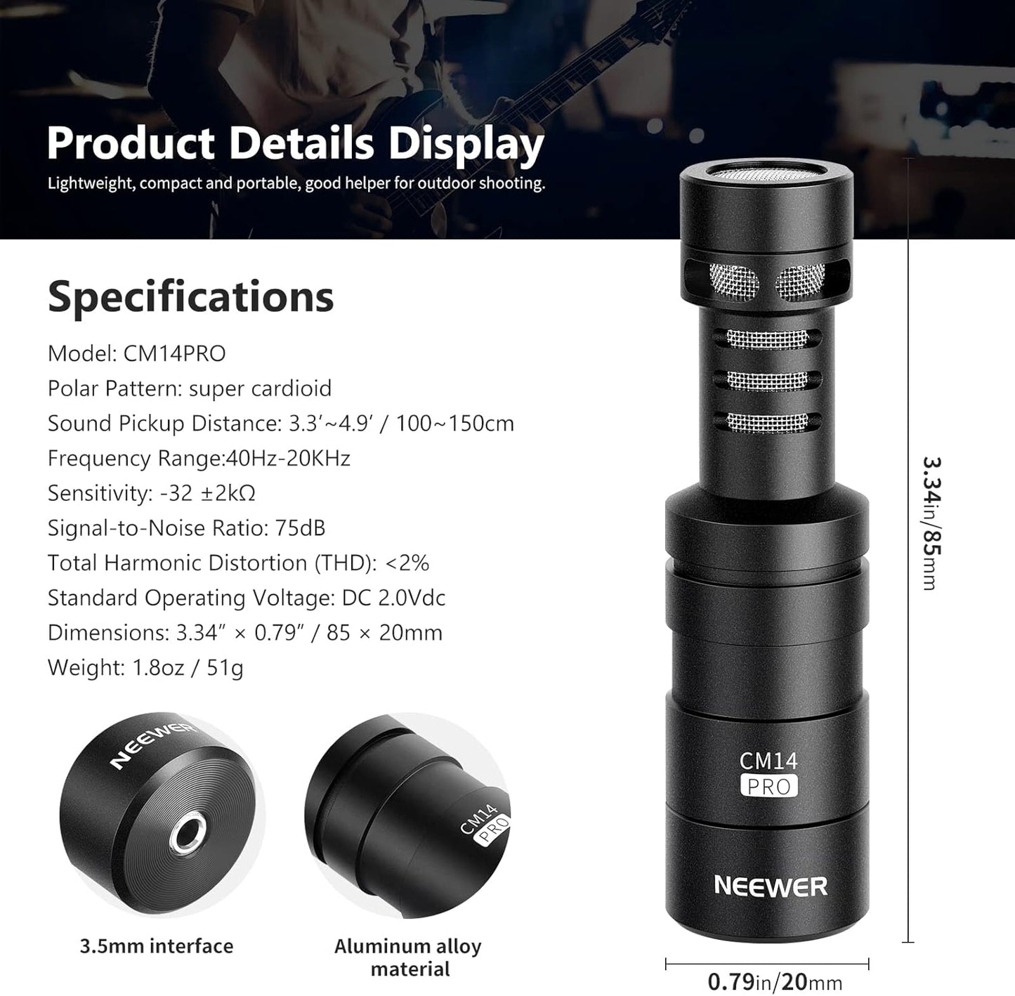 Neewer 40100304NE CM14 PRO On-Camera Video Microphone Kit