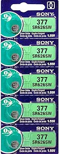Sony SONY377X2 SR626SW Mercury Free Battery 5-Pack