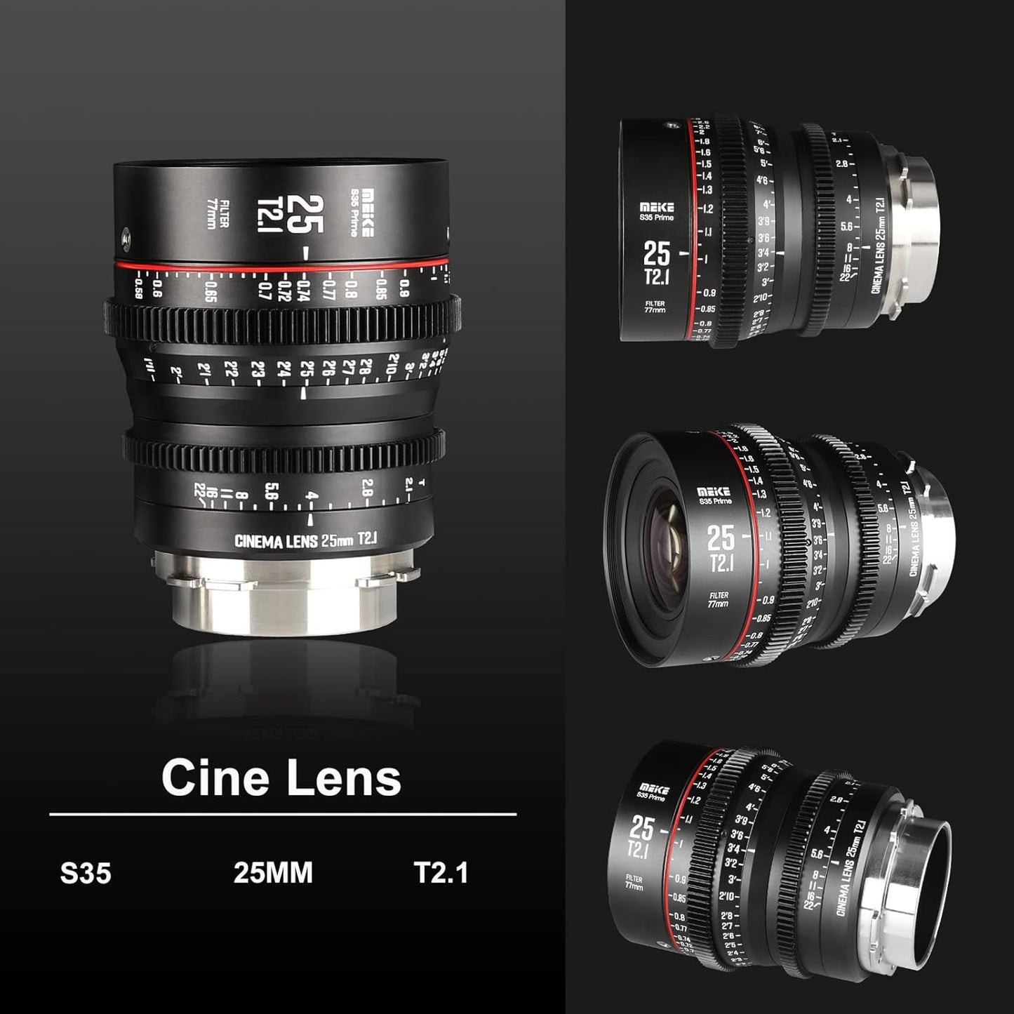 Meike 25mm T2.1 S35 Wide Angle Prime Cinema Lens