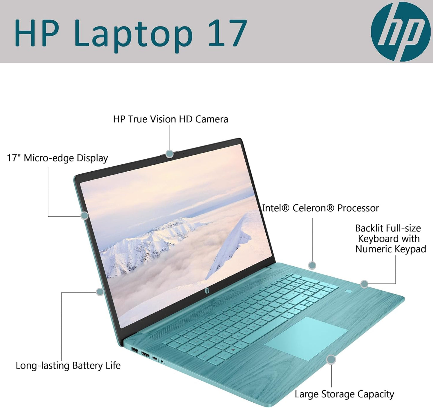 HP 17 Laptop - Intel Celeron, 16GB RAM, 1TB SSD - Renewed