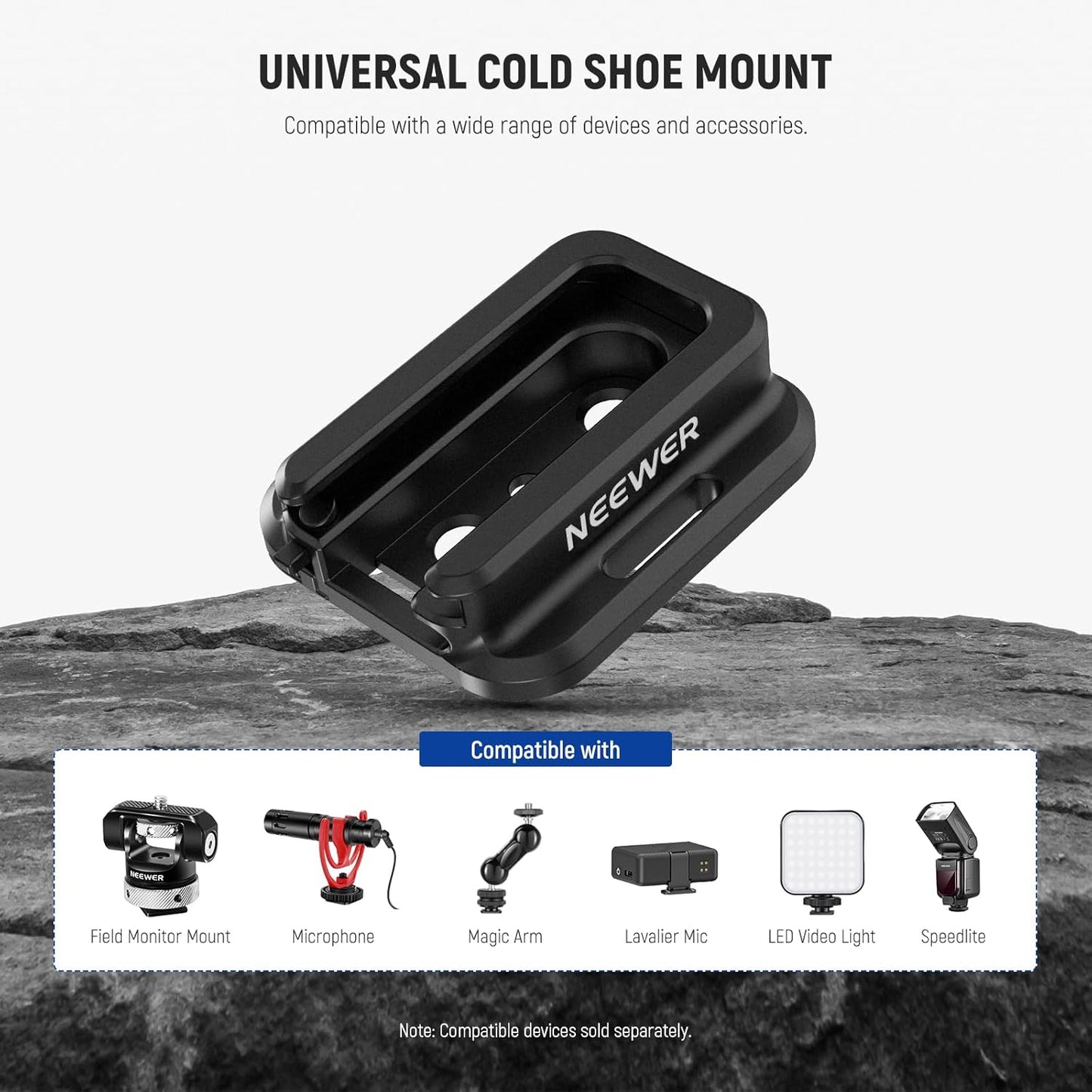 Neewer 10103126 Cold Shoe Mount Adapter 1/4" Threads