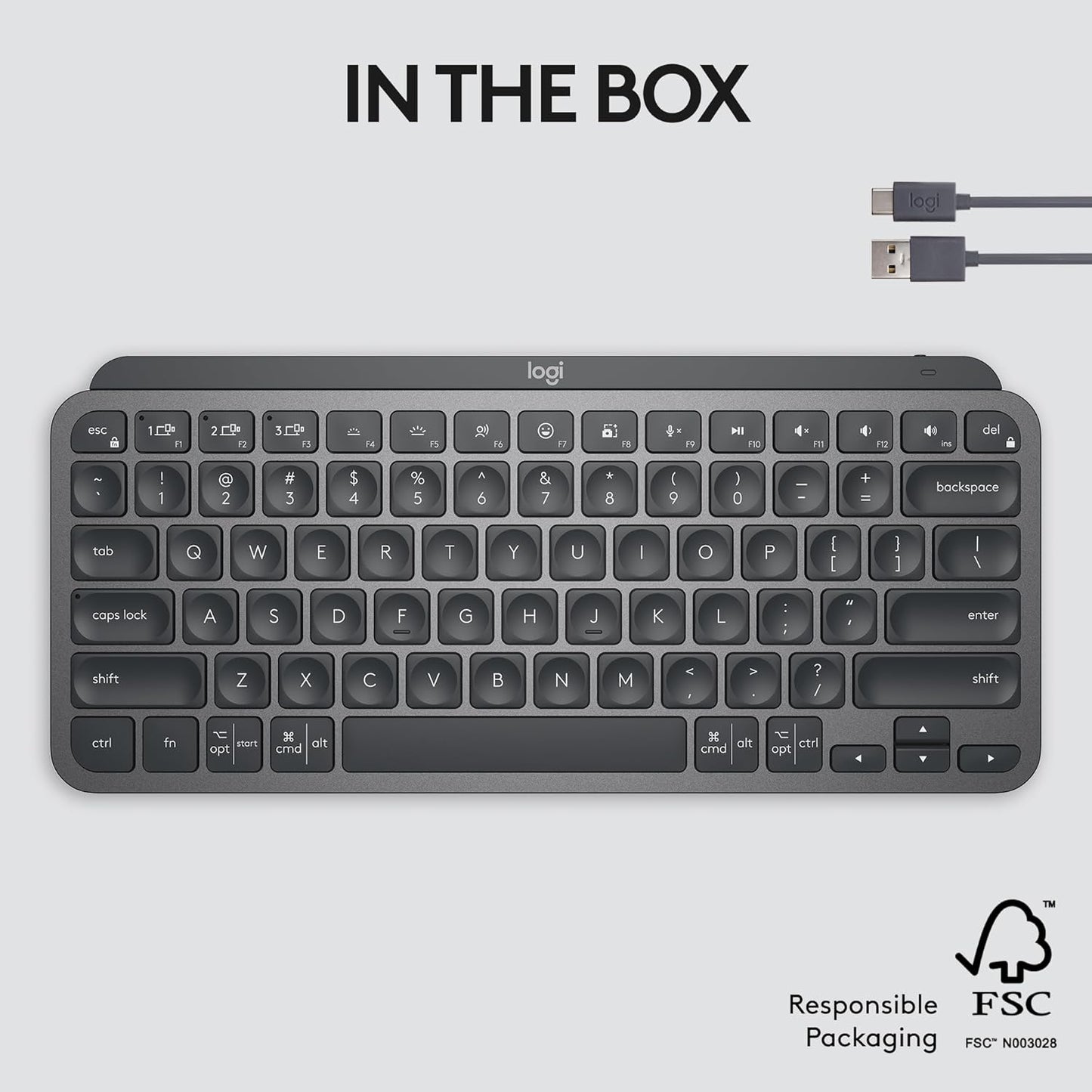 Logitech 920-010388 MX Keys Mini Wireless Keyboard Graphite