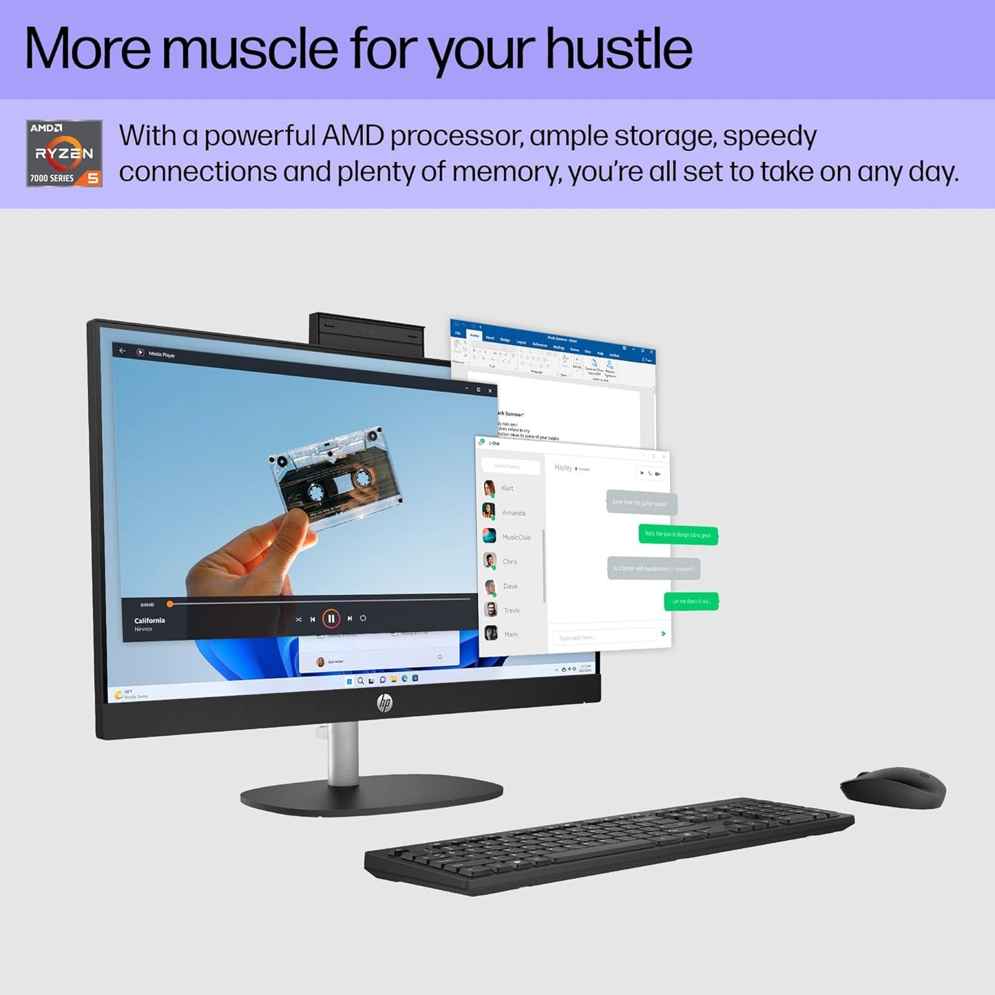 HP 7H0U3AA#ABA 23.8" Ryzen 5 All-in-One PC