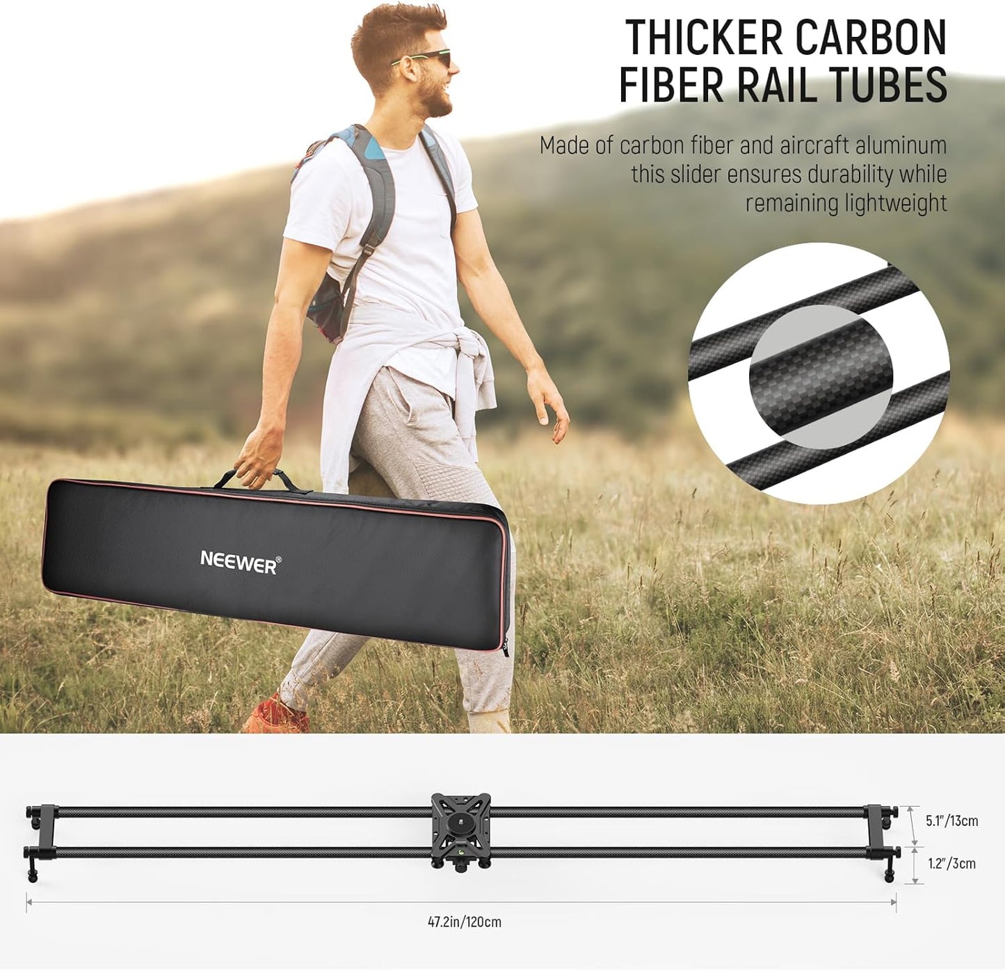 Neewer CS120CM 47.2in Carbon Fiber Camera Slider Track