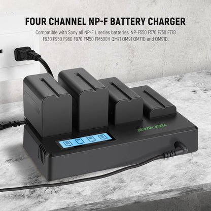 Neewer DF-F750 NP-F750 Battery 4-Pack Charger Kit