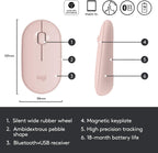Logitech 910-006524 Pebble Wireless Mouse Bluetooth Silent Rose
