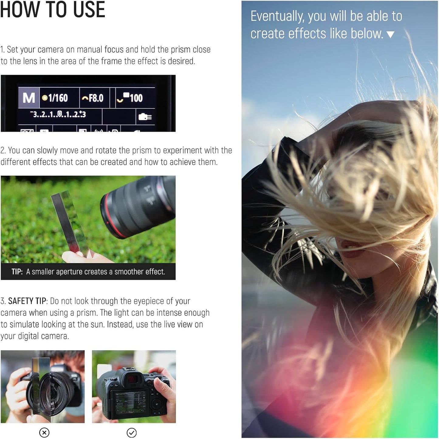 Neewer 6 Inch Triangular Prism Set K9 Crystal Glass