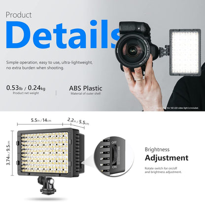 Neewer 40004082 CN-160 LED Dimmable Camera Video Light