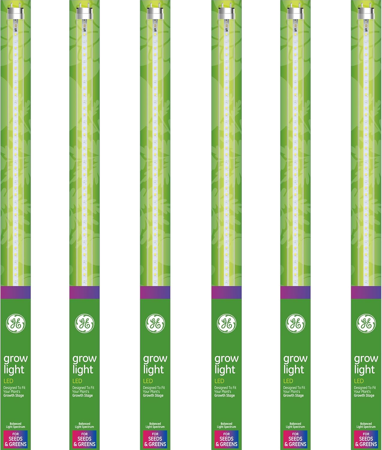 GE 93129193 6-Pack T8 LED Grow Lights for Indoor Plants