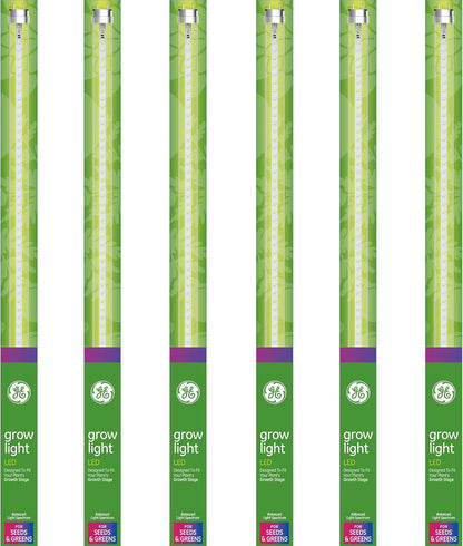 GE 93129193 6-Pack T8 LED Grow Lights for Indoor Plants