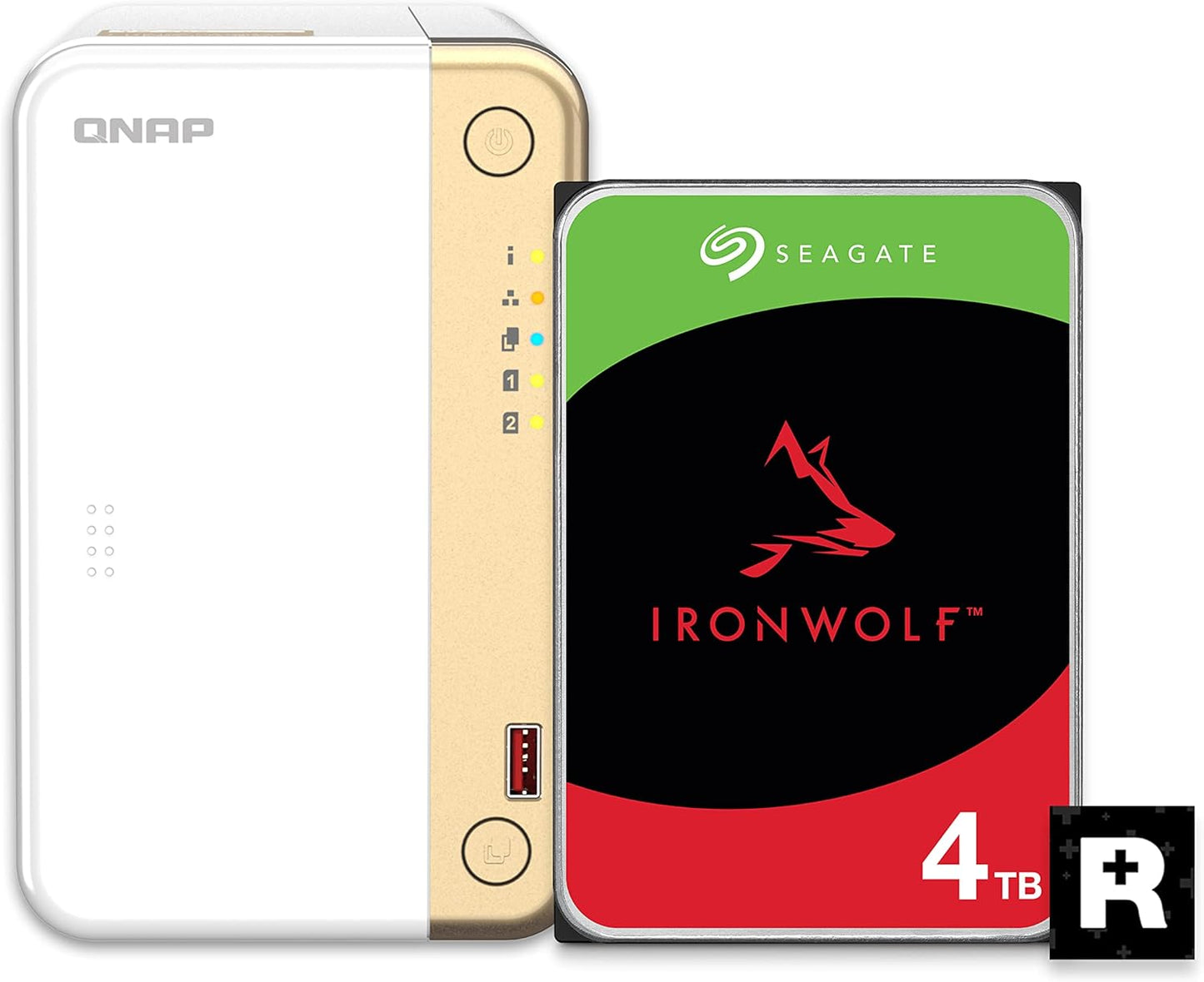 QNAP TS-262-4G-24ST-US 2-Bay NAS with 4TB IronWolf HDDs