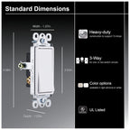 GE 44026 Paddle Rocker 3-Way Light Switch 5-Pack