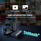 Neewer LP-E6P 2400mAh Battery 3-Pack with USB Charger