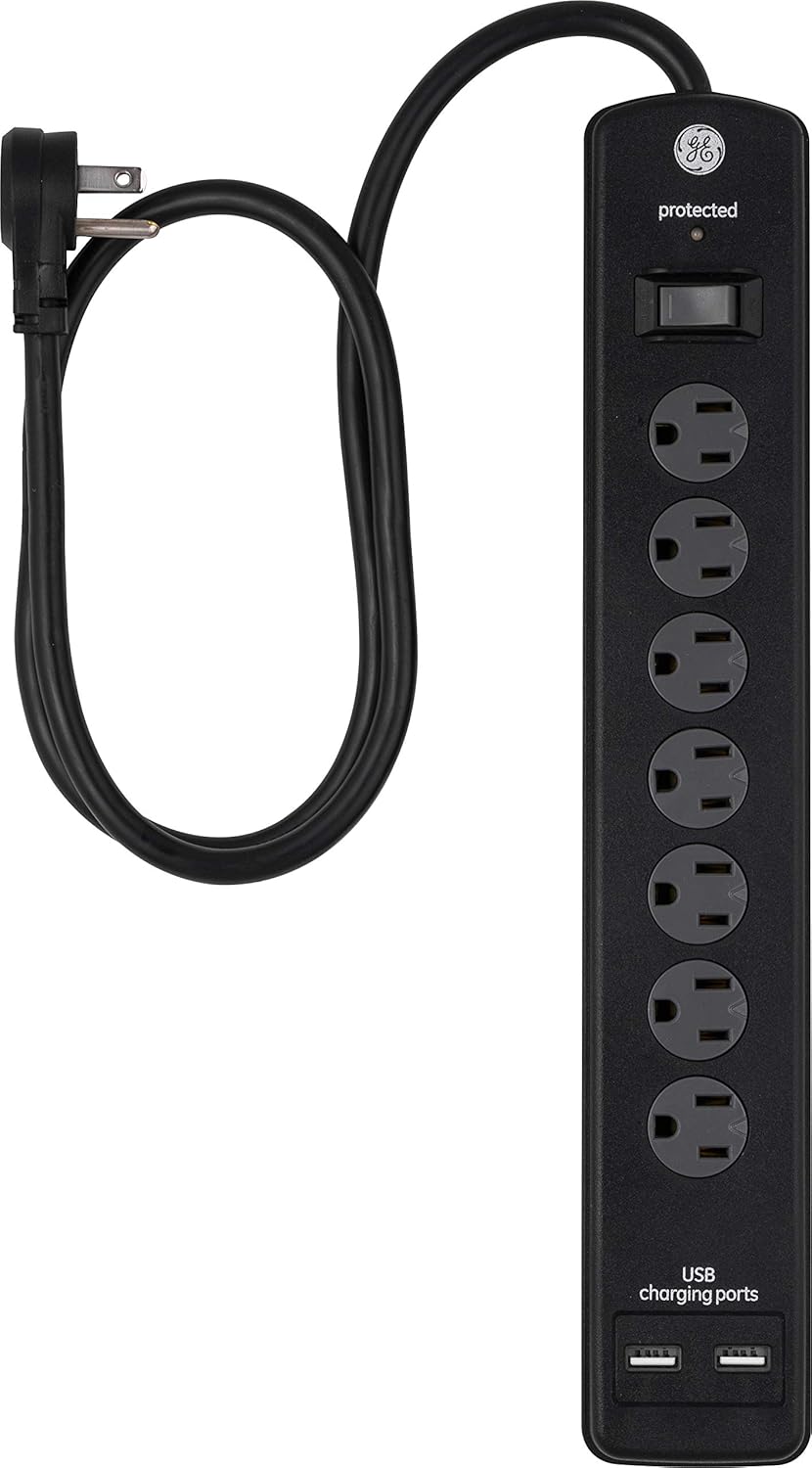 GE 33664 Pro 7-Outlet Surge Protector USB