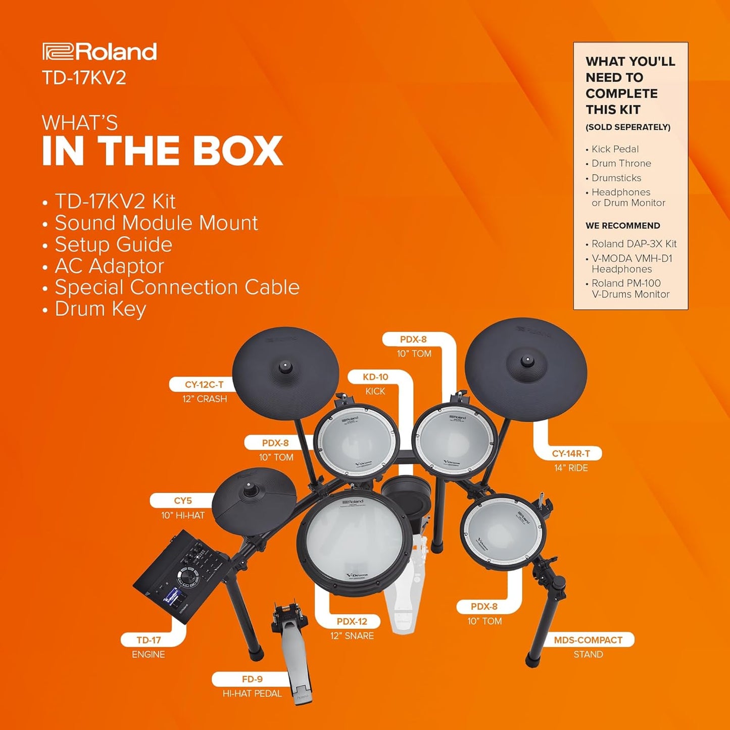 Roland TD-17KV2 V-Drums Quiet Electronic Drum Kit
