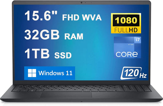 Dell Inspiron 15 3000 Laptop: i7-1255U, 32GB, 1TB SSD, 120Hz