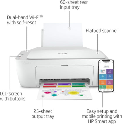 HP 8RK11A DeskJet 2752 Wireless Color Inkjet Printer Renewed