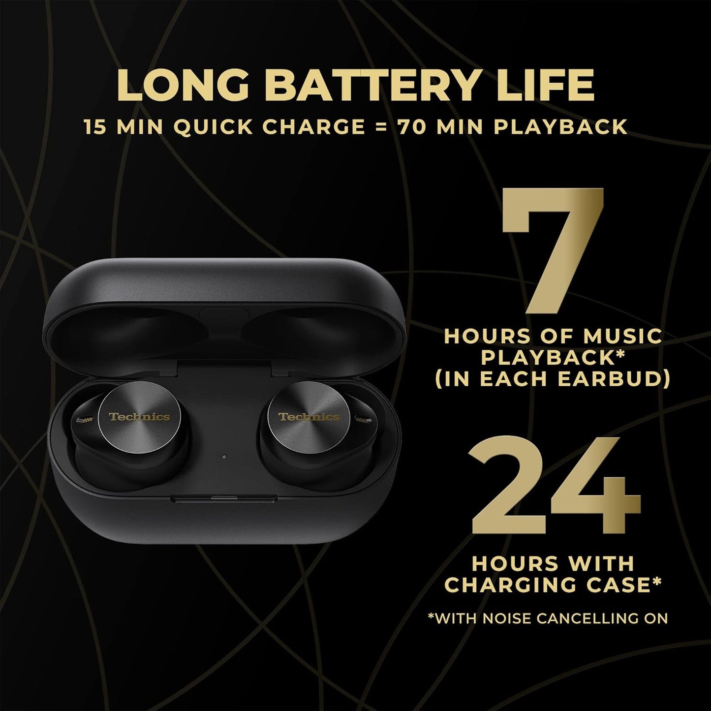 Technics EAH–AZ80-K Noise Cancelling True Wireless Earbuds - Black