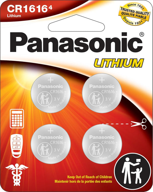 Panasonic CR1616PA Lithium Coin Battery 4-Pack: Child Safe