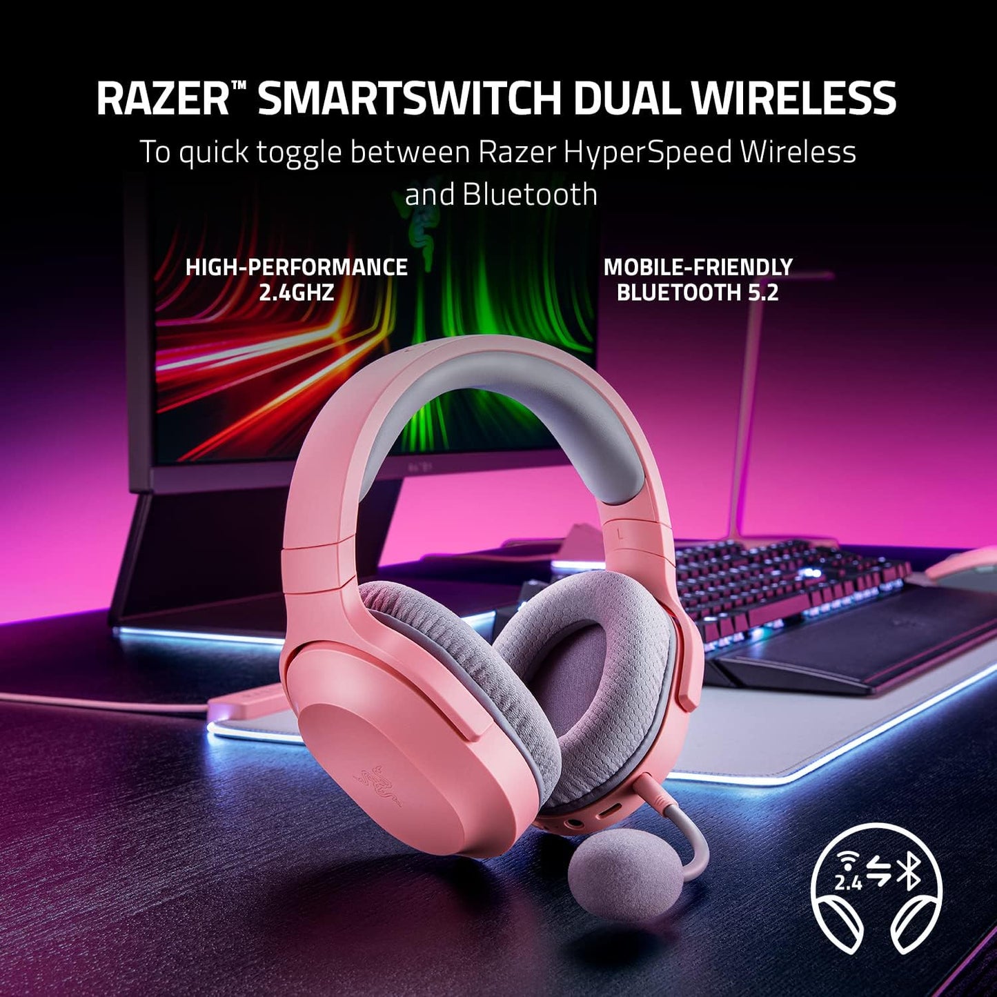 Razer Barracuda X Wireless Gaming Headset Quartz Pink Renewed