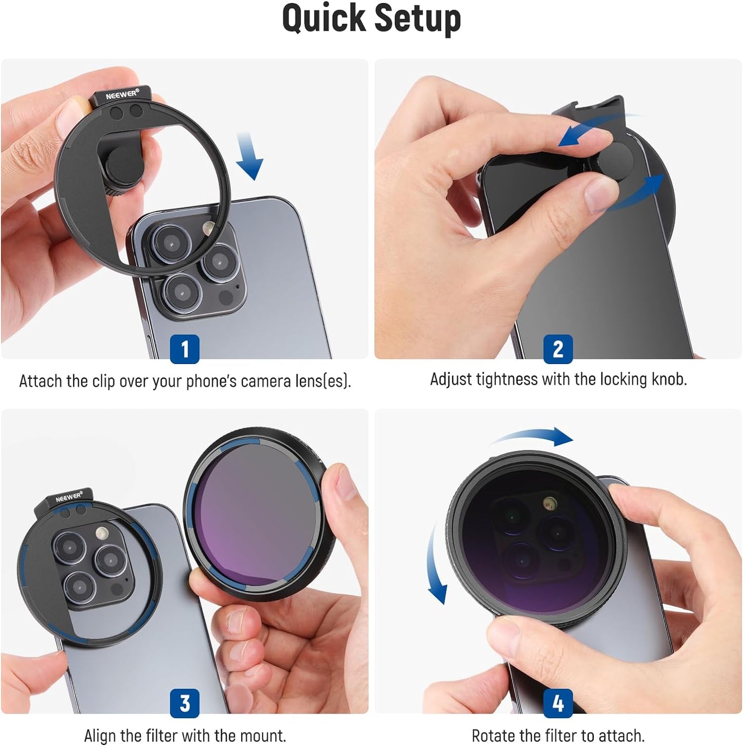 Neewer 10103980 67mm Magnetic ND Filter Phone Clip