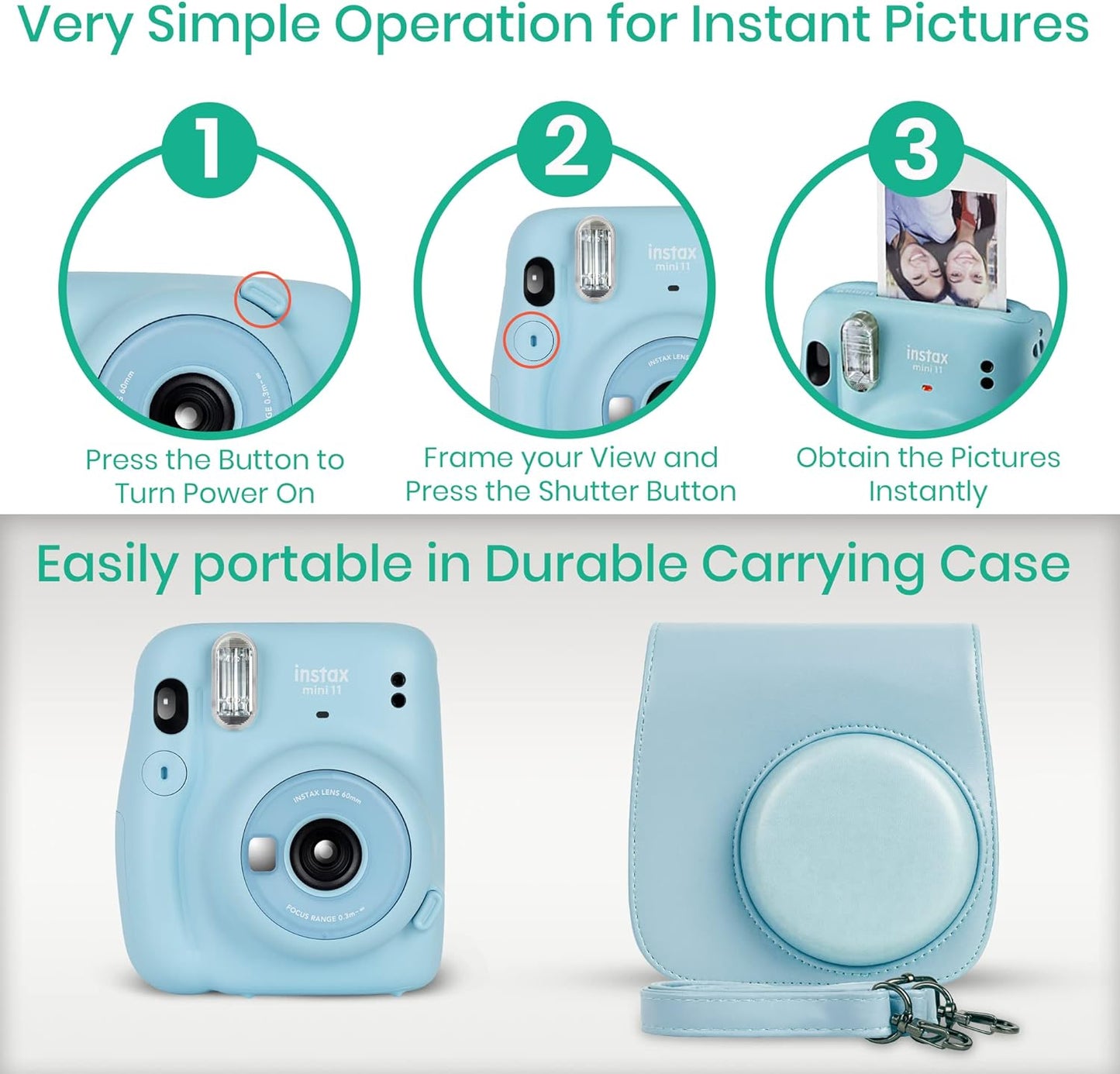 Fujifilm bundle Instax Mini 11 Camera + 60 Film Sheets Bundle