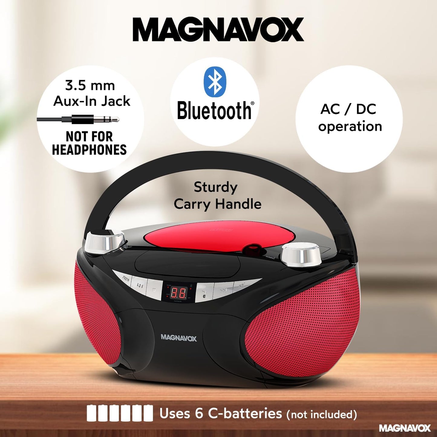 Magnavox MD6949 Portable CD Boombox with Bluetooth