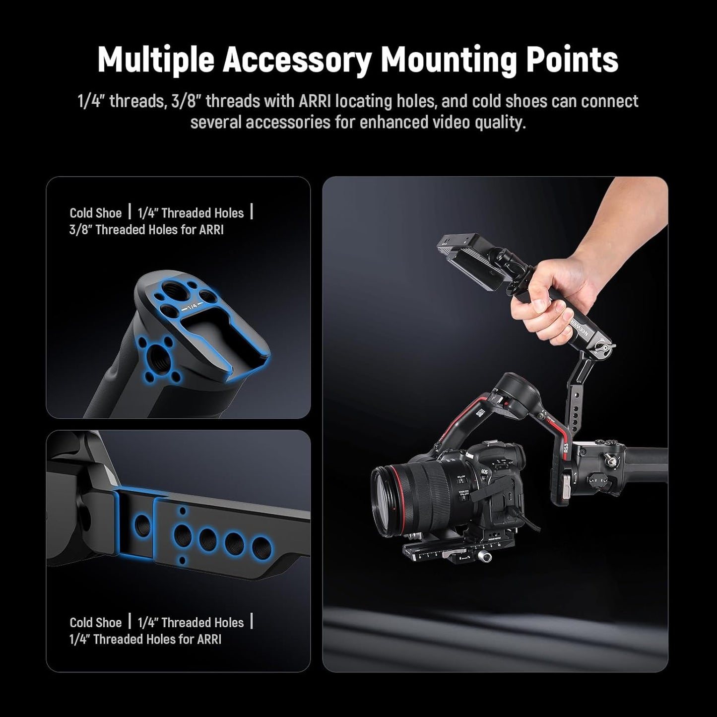 Neewer 10104118 Gimbal Sling: DJI Ronin Handle Grip with NATO Rail
