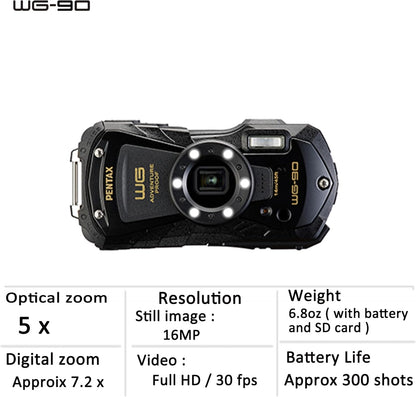 Pentax WG-90 Waterproof Shockproof Digital Camera