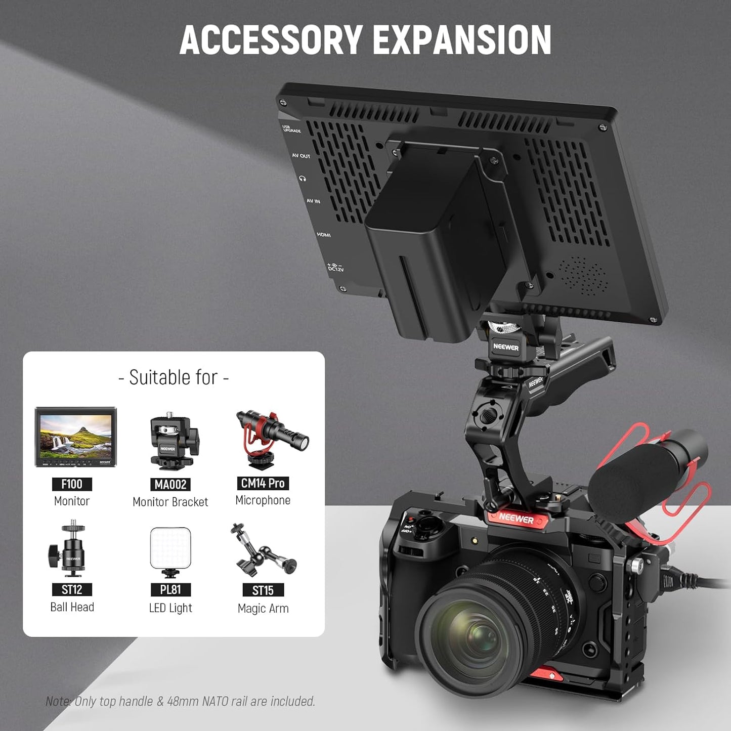 Neewer CA008 Camera Top Handle NATO Rail Kit