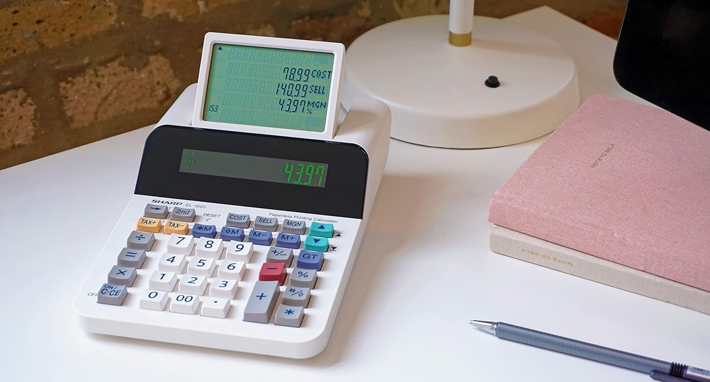 Sharp 8541735555 El-1501 Compact Cordless Paperless Printing Calculator