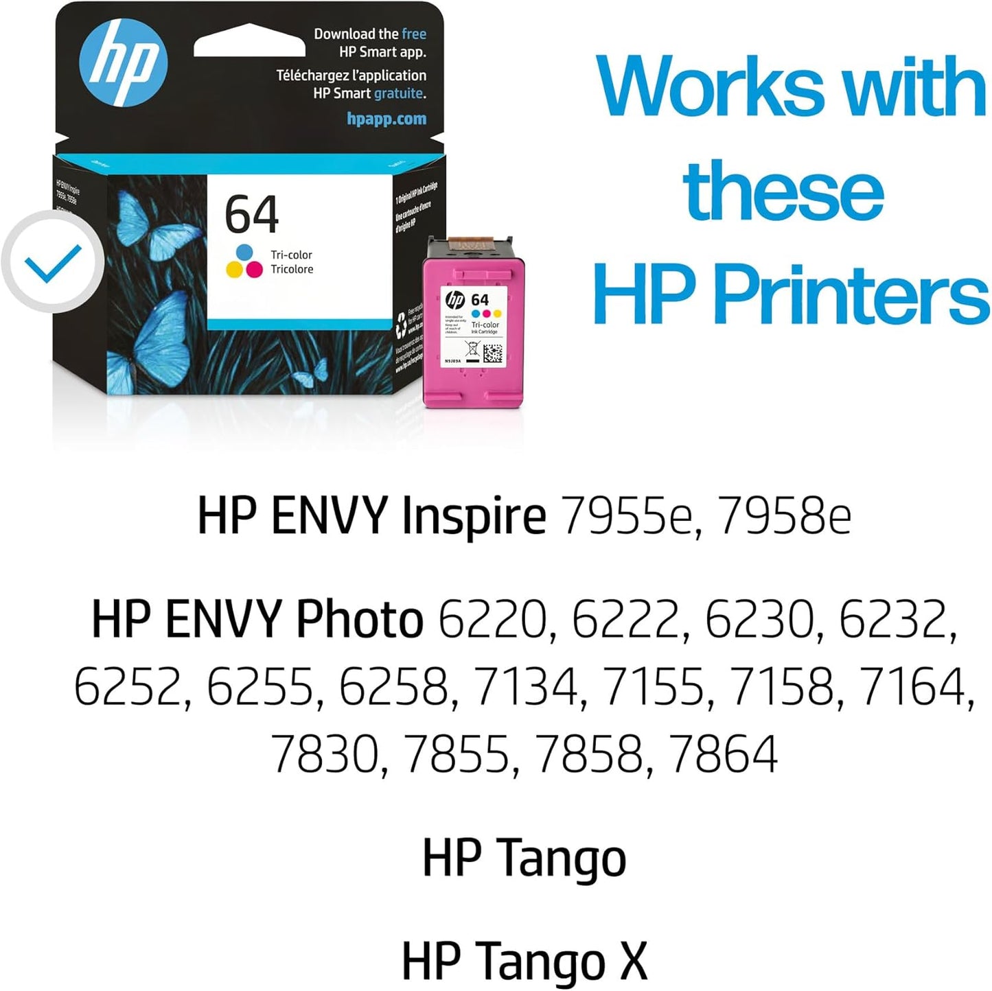 HP 64 Tri-color Ink Cartridge N9J89AN Standard Yield