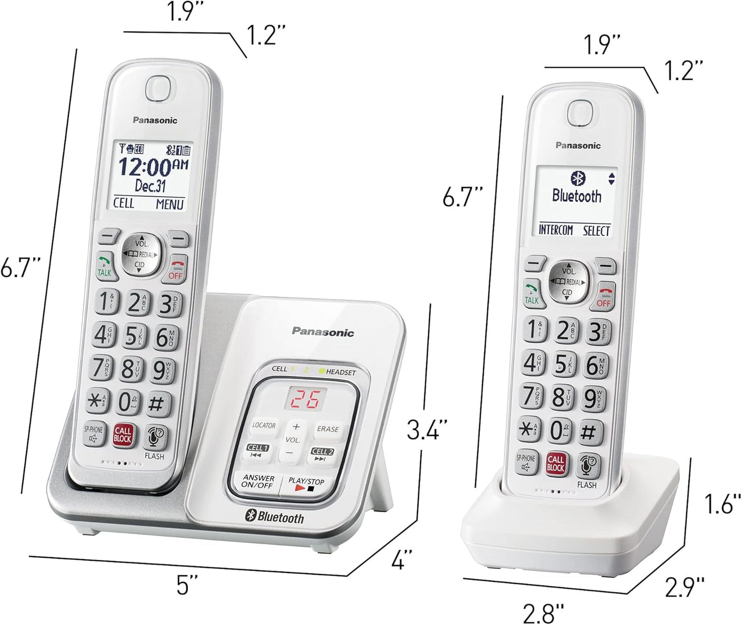 Panasonic KX-TGD864W Cordless Phone Answering Machine 4-Handset